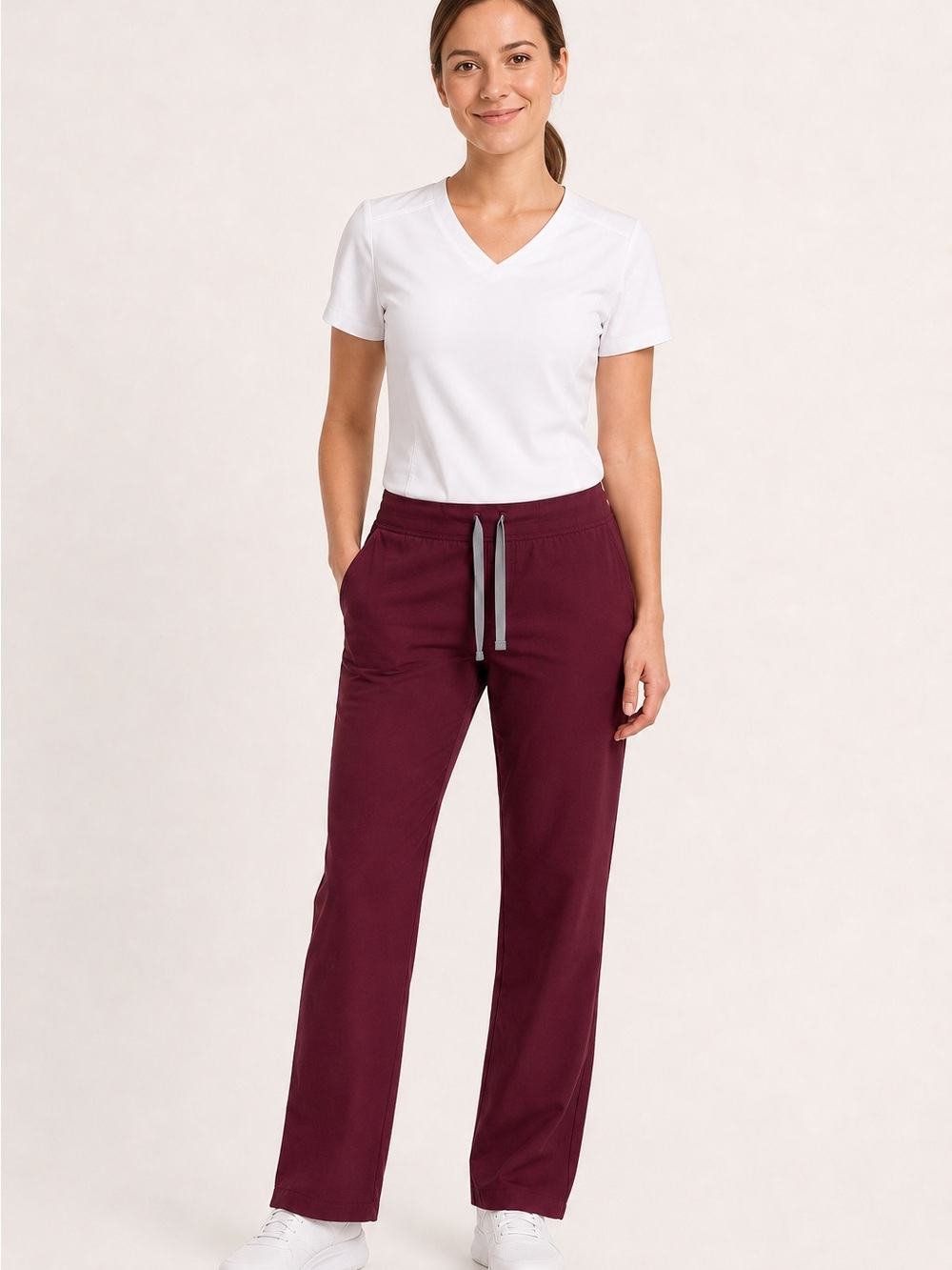 FIGS Livingston Scrub Pants Burgundy Small Petite